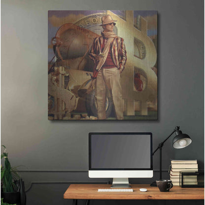 Luxe Metal Art 'Bitcoin Deco Eleven' by Steve Hunziker Metal Wall Art,36x36