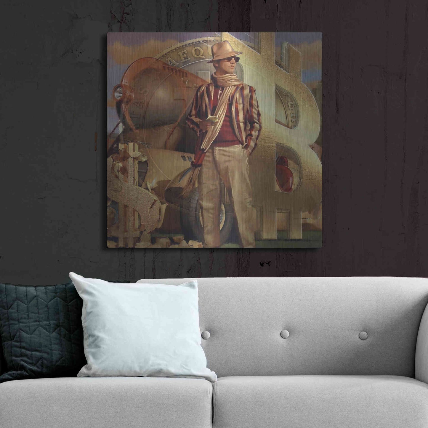 Luxe Metal Art 'Bitcoin Deco Eleven' by Steve Hunziker Metal Wall Art,36x36