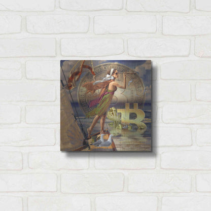 Luxe Metal Art 'Bitcoin Deco Ten' by Steve Hunziker Metal Wall Art,12x12