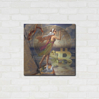 Luxe Metal Art 'Bitcoin Deco Ten' by Steve Hunziker Metal Wall Art,24x24