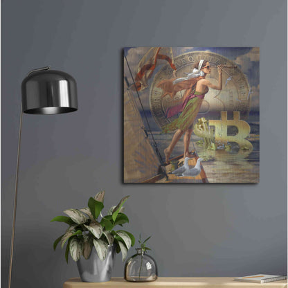 Luxe Metal Art 'Bitcoin Deco Ten' by Steve Hunziker Metal Wall Art,24x24