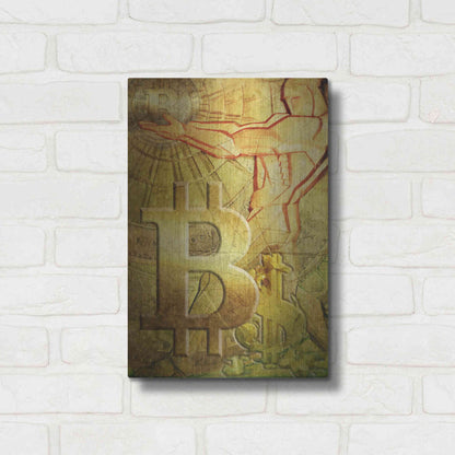 Luxe Metal Art 'Bitcoin Deco Nine' by Steve Hunziker Metal Wall Art,12x16