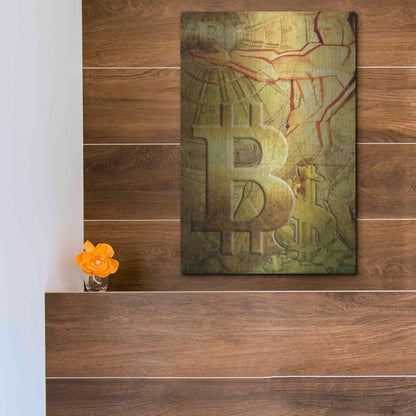 Luxe Metal Art 'Bitcoin Deco Nine' by Steve Hunziker Metal Wall Art,12x16