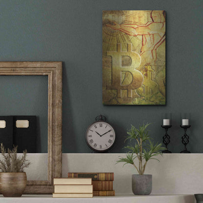 Luxe Metal Art 'Bitcoin Deco Nine' by Steve Hunziker Metal Wall Art,12x16