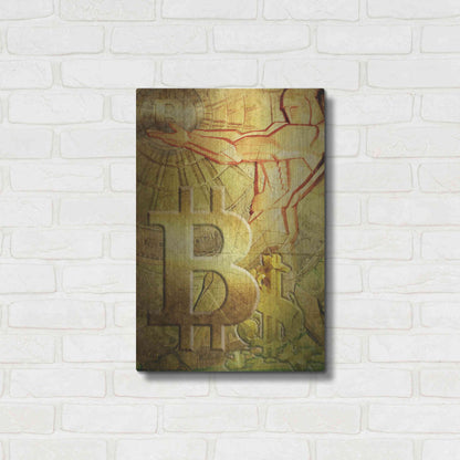 Luxe Metal Art 'Bitcoin Deco Nine' by Steve Hunziker Metal Wall Art,16x24