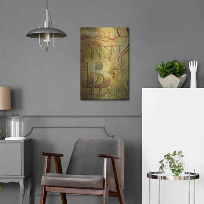 Luxe Metal Art 'Bitcoin Deco Nine' by Steve Hunziker Metal Wall Art,16x24