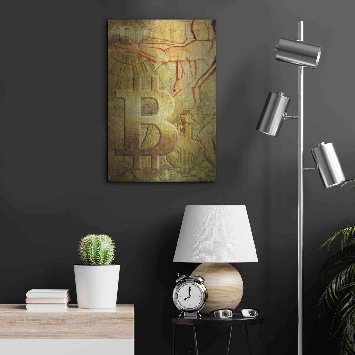 Luxe Metal Art 'Bitcoin Deco Nine' by Steve Hunziker Metal Wall Art,16x24