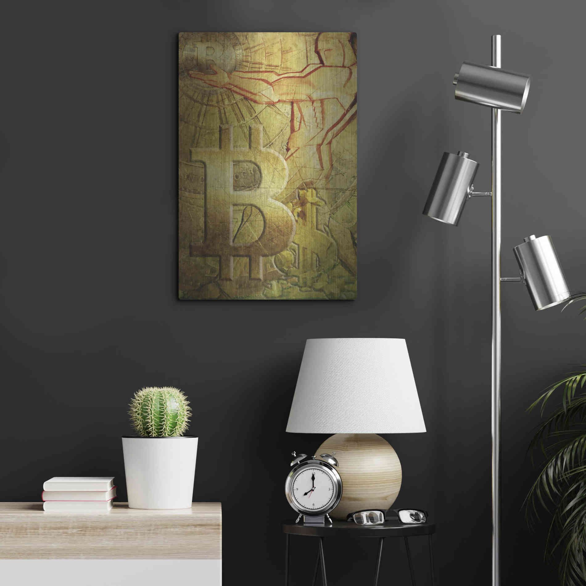 Luxe Metal Art 'Bitcoin Deco Nine' by Steve Hunziker Metal Wall Art,16x24