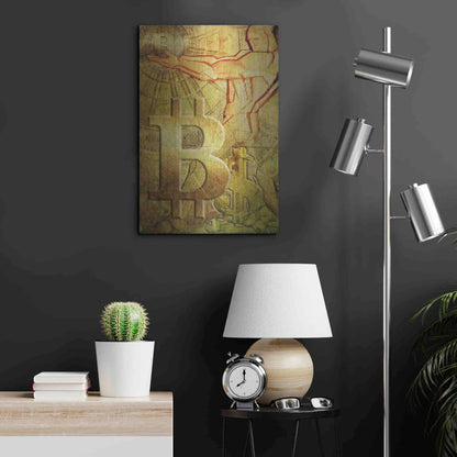Luxe Metal Art 'Bitcoin Deco Nine' by Steve Hunziker Metal Wall Art,16x24