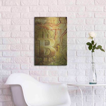 Luxe Metal Art 'Bitcoin Deco Nine' by Steve Hunziker Metal Wall Art,16x24