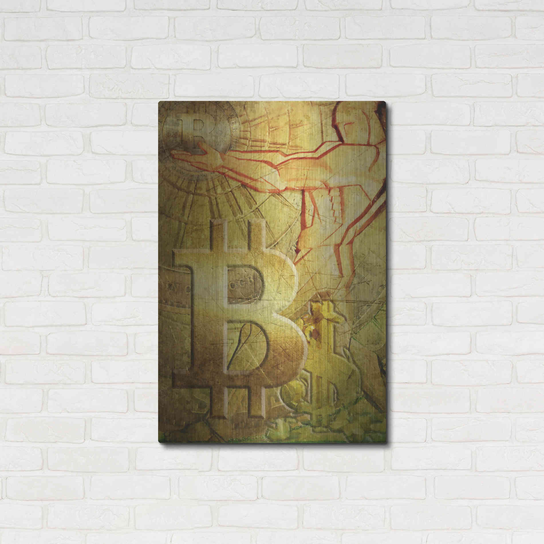 Luxe Metal Art 'Bitcoin Deco Nine' by Steve Hunziker Metal Wall Art,24x36