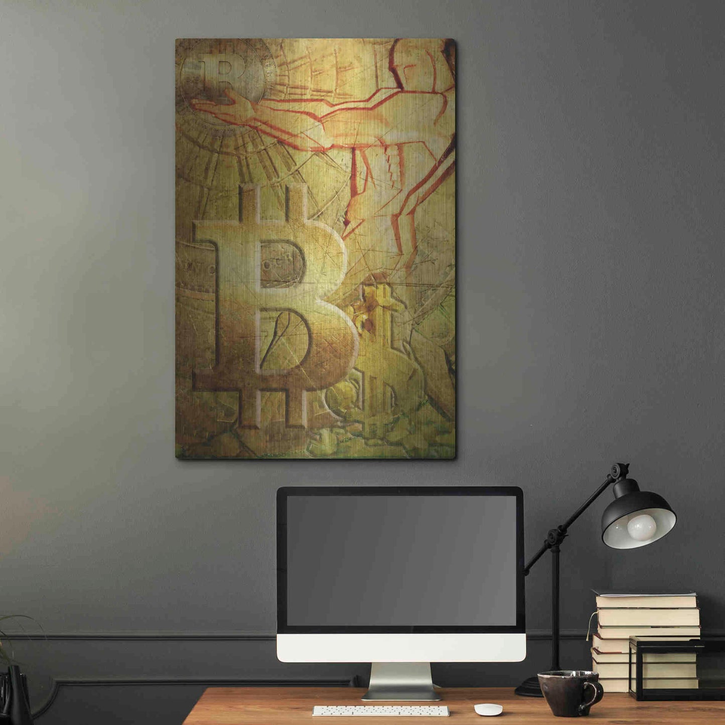 Luxe Metal Art 'Bitcoin Deco Nine' by Steve Hunziker Metal Wall Art,24x36