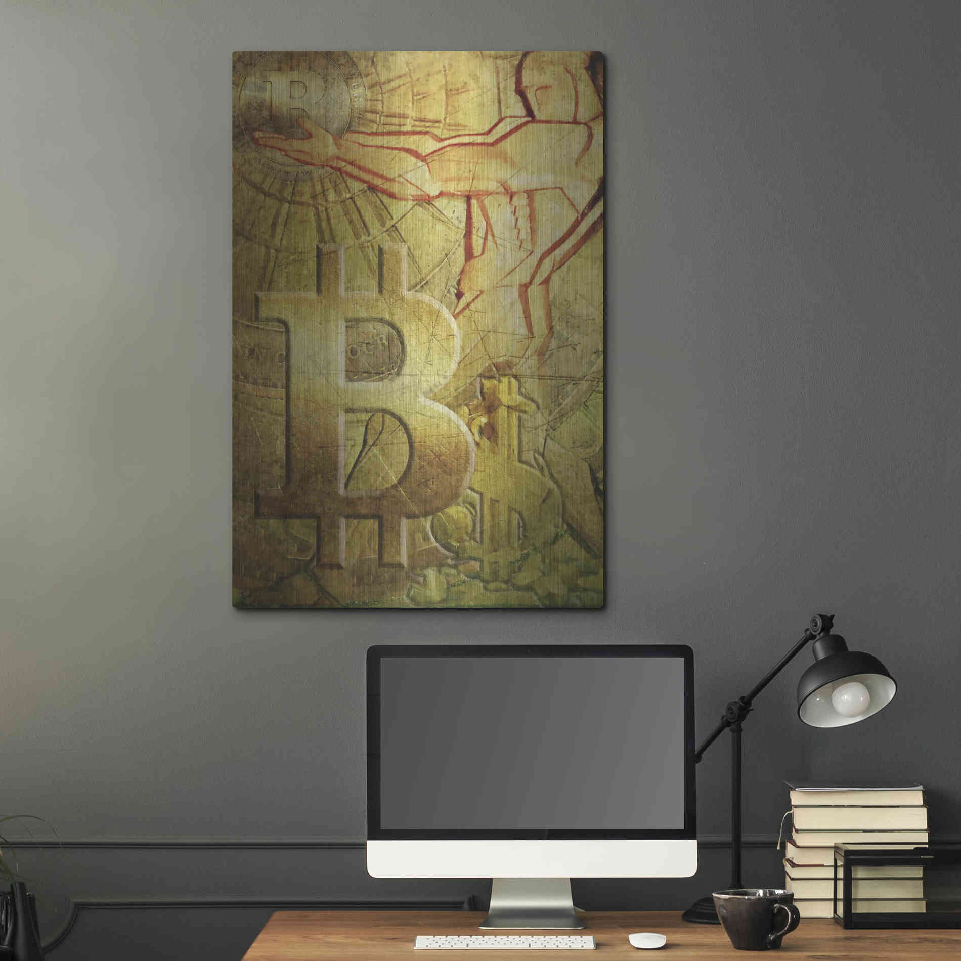 Luxe Metal Art 'Bitcoin Deco Nine' by Steve Hunziker Metal Wall Art,24x36