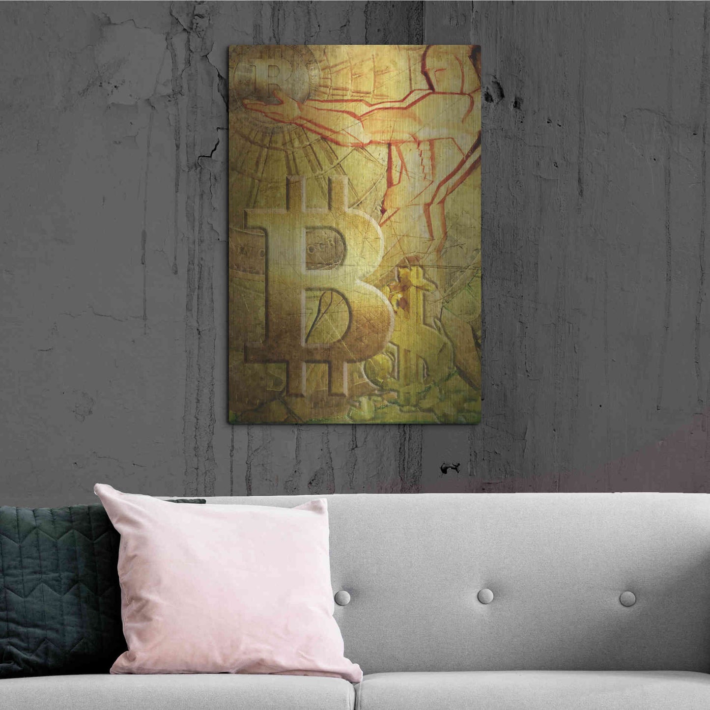 Luxe Metal Art 'Bitcoin Deco Nine' by Steve Hunziker Metal Wall Art,24x36