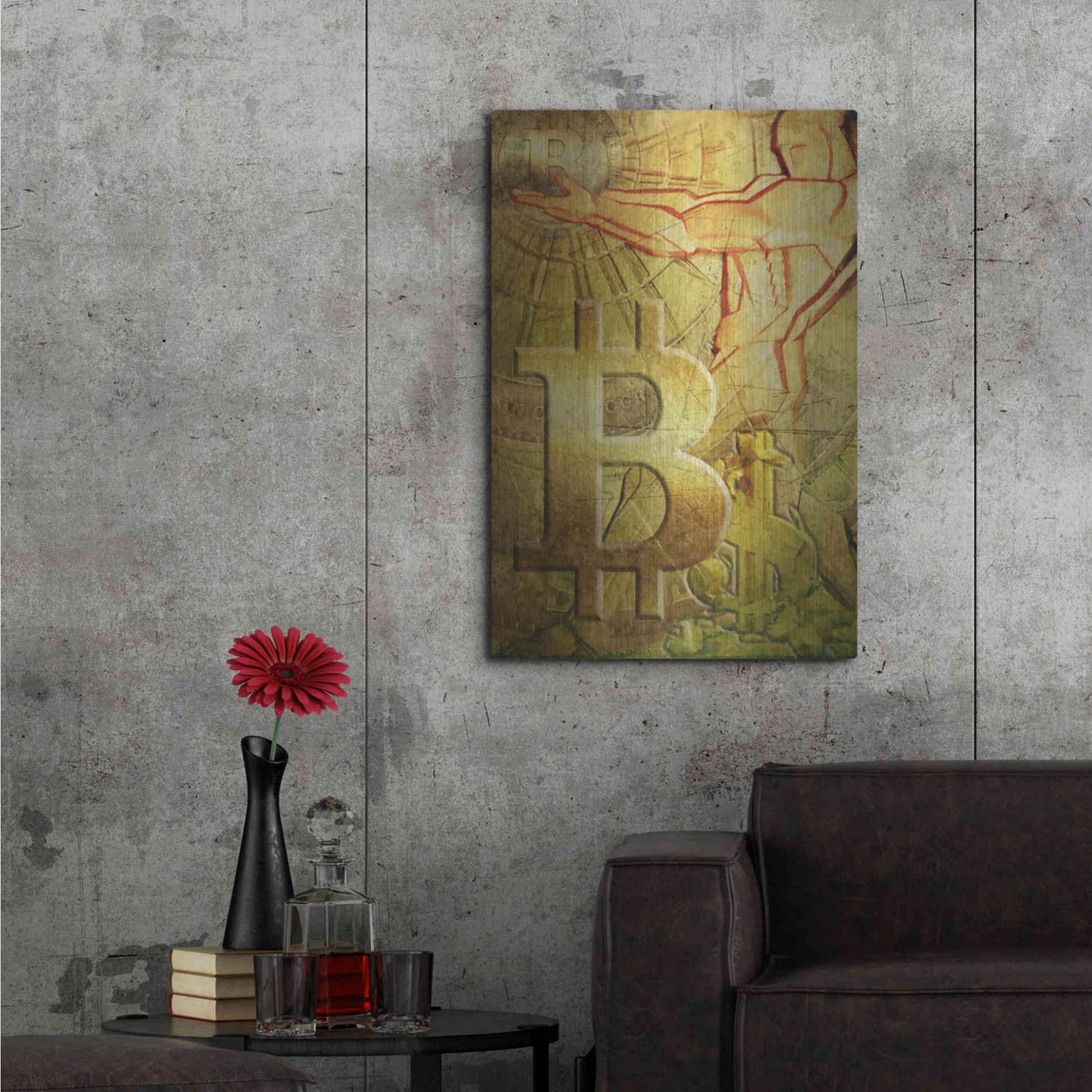 Luxe Metal Art 'Bitcoin Deco Nine' by Steve Hunziker Metal Wall Art,24x36