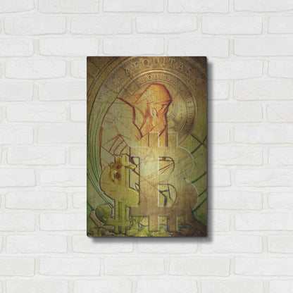 Luxe Metal Art 'Bitcoin Deco Eight' by Steve Hunziker Metal Wall Art,16x24