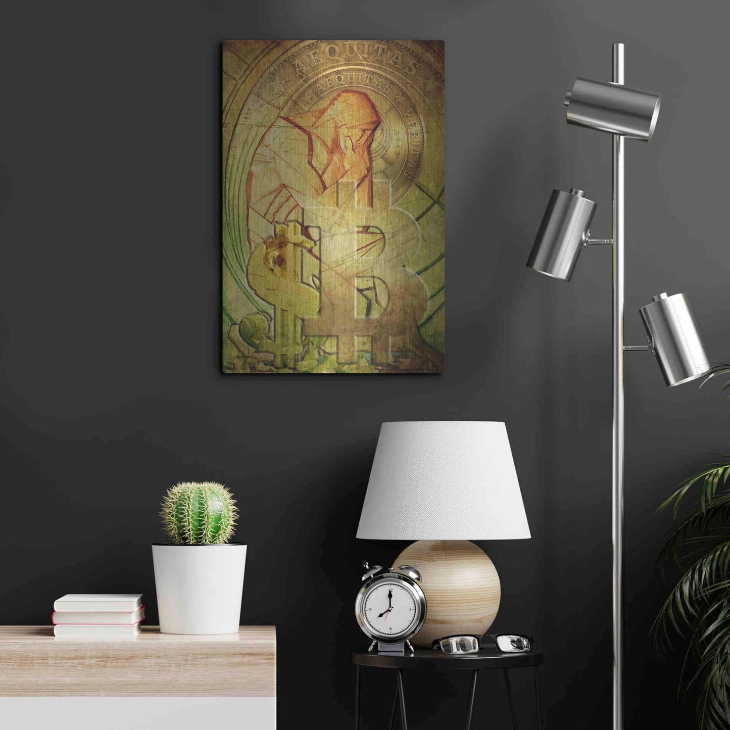 Luxe Metal Art 'Bitcoin Deco Eight' by Steve Hunziker Metal Wall Art,16x24