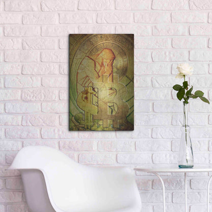 Luxe Metal Art 'Bitcoin Deco Eight' by Steve Hunziker Metal Wall Art,16x24