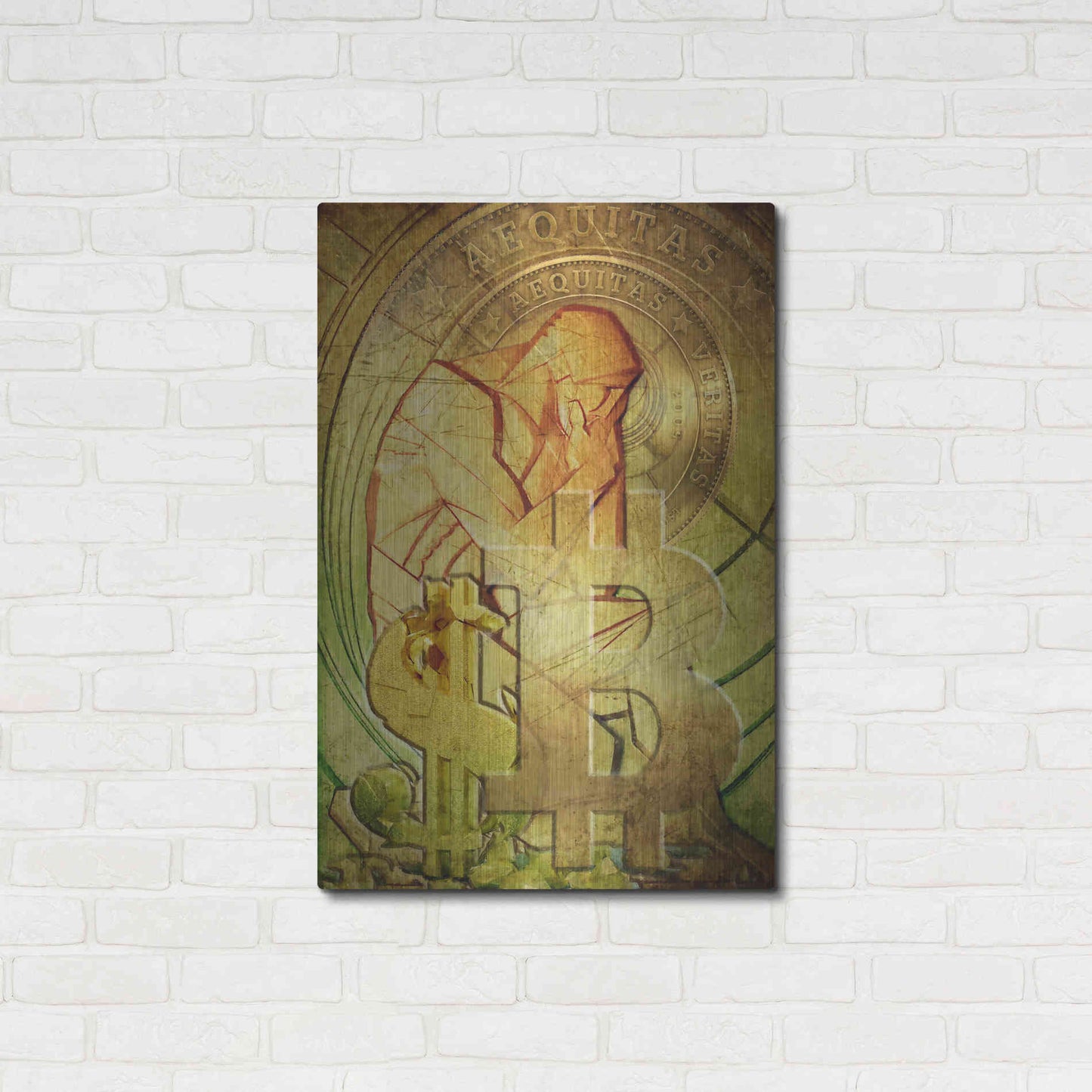 Luxe Metal Art 'Bitcoin Deco Eight' by Steve Hunziker Metal Wall Art,24x36