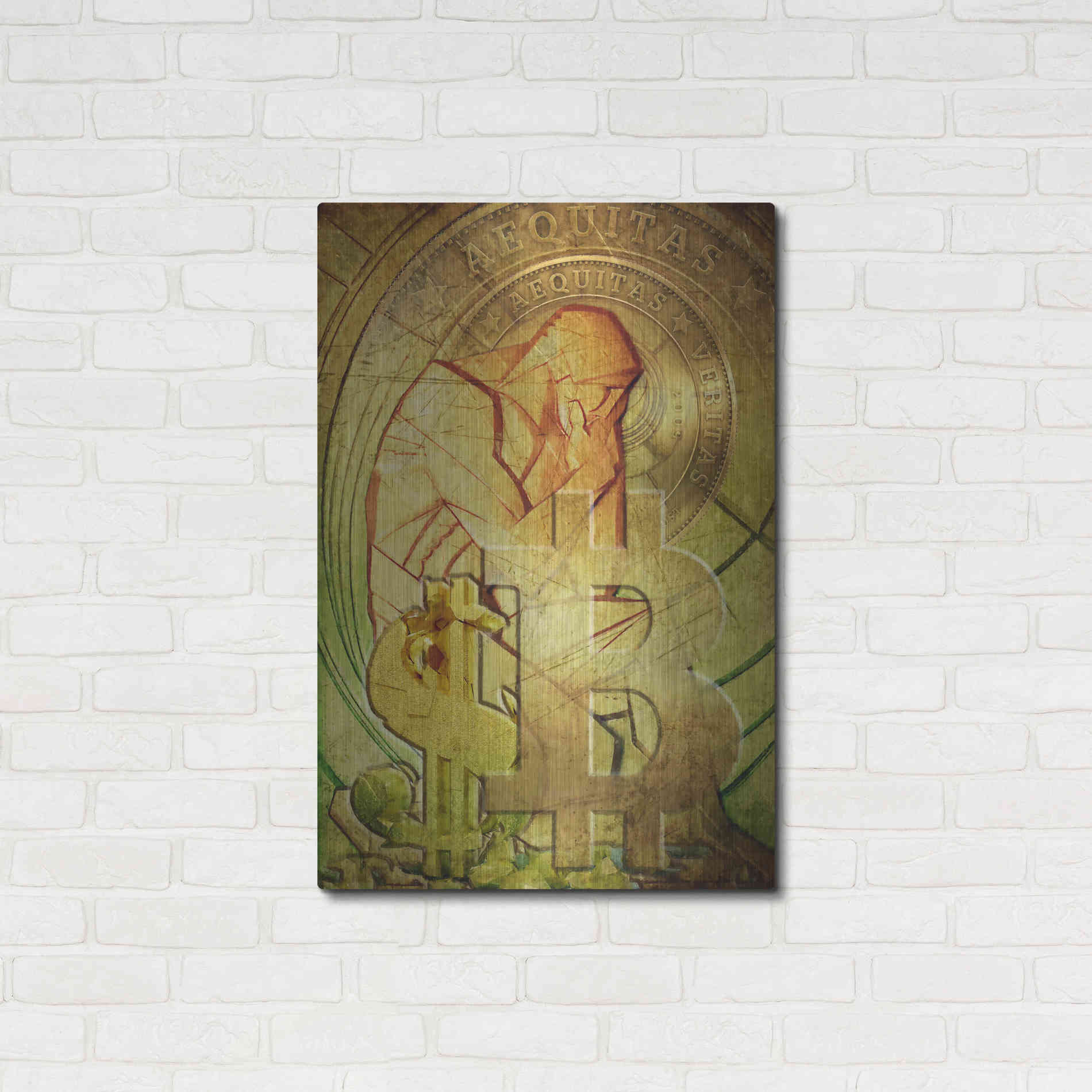 Luxe Metal Art 'Bitcoin Deco Eight' by Steve Hunziker Metal Wall Art,24x36