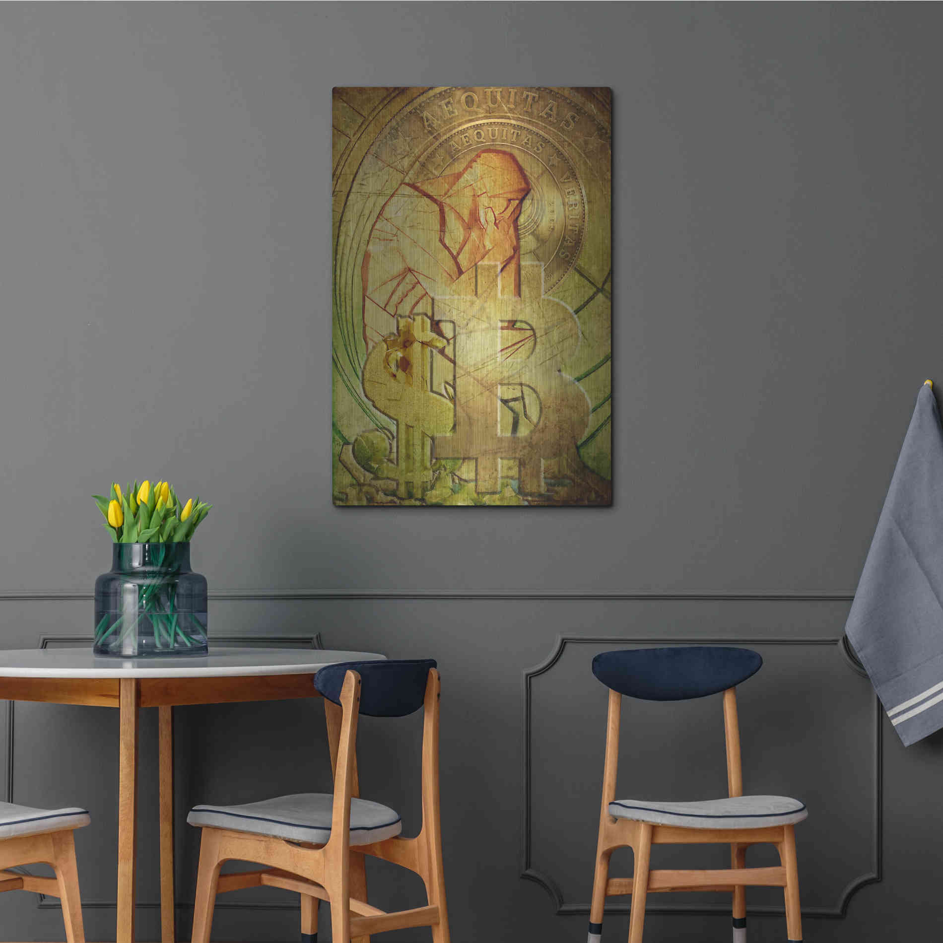 Luxe Metal Art 'Bitcoin Deco Eight' by Steve Hunziker Metal Wall Art,24x36