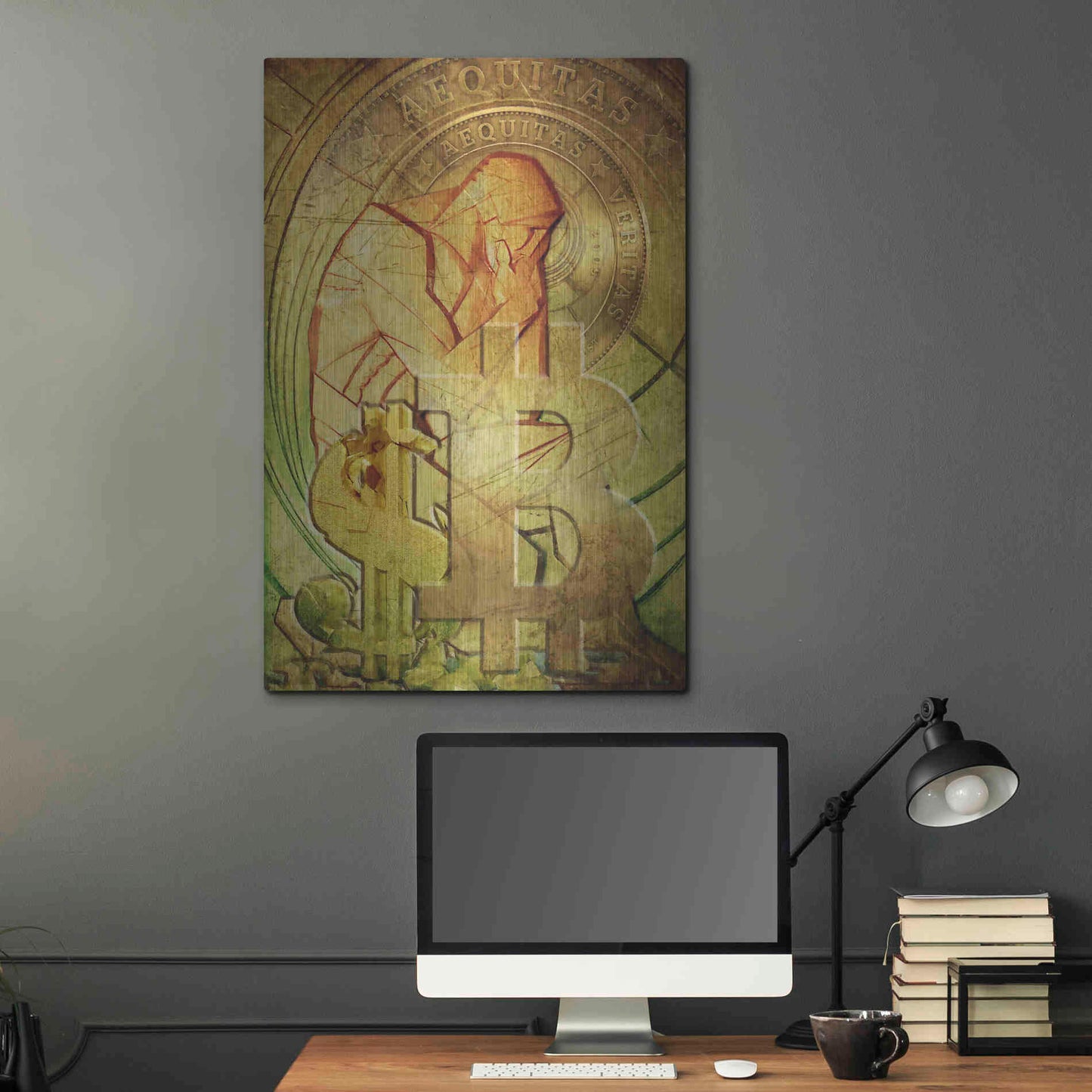 Luxe Metal Art 'Bitcoin Deco Eight' by Steve Hunziker Metal Wall Art,24x36