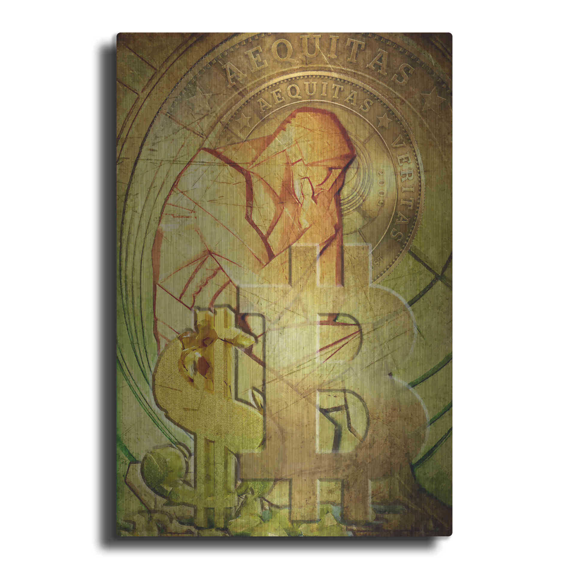 Luxe Metal Art 'Bitcoin Deco Eight' by Steve Hunziker Metal Wall Art