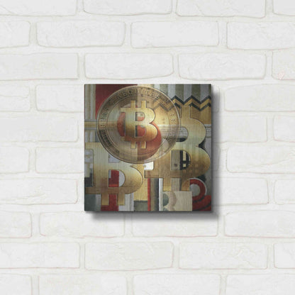 Luxe Metal Art 'Bitcoin Deco Seven' by Steve Hunziker Metal Wall Art,12x12