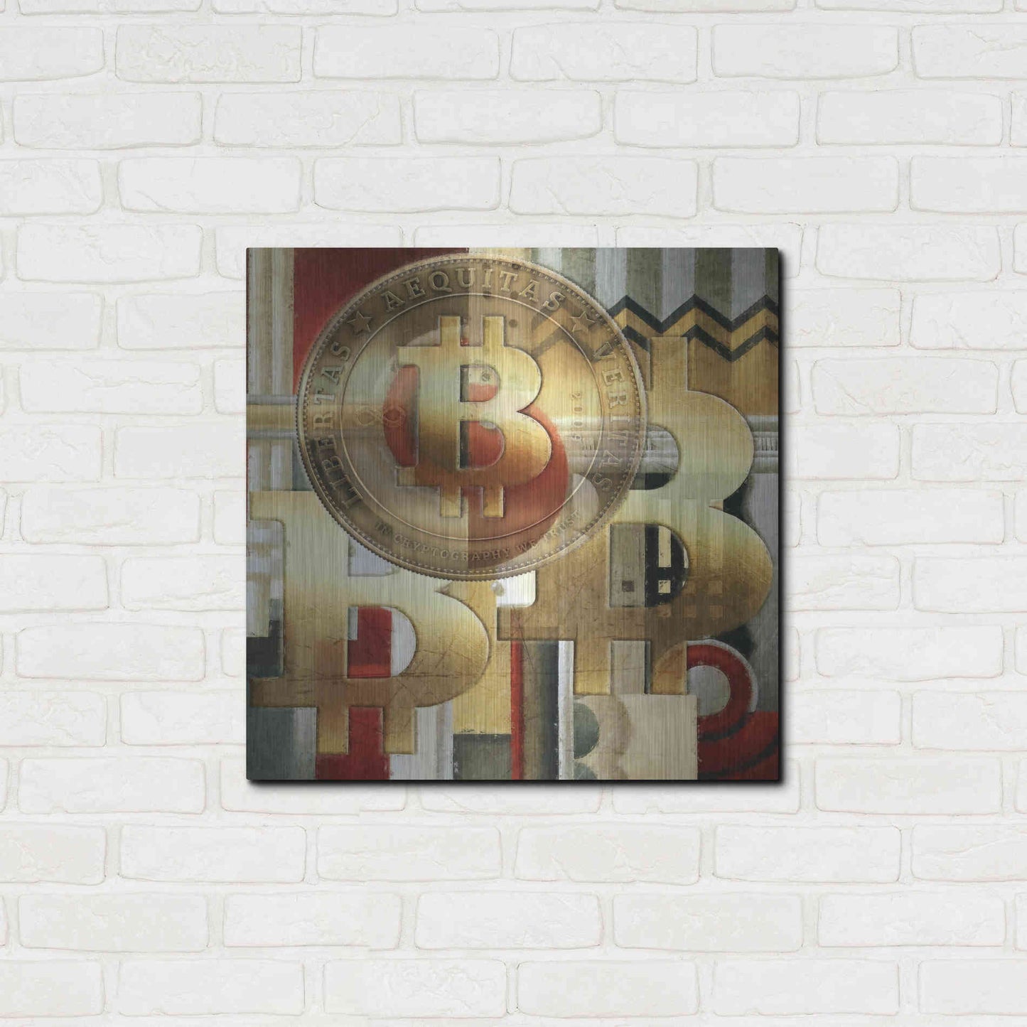 Luxe Metal Art 'Bitcoin Deco Seven' by Steve Hunziker Metal Wall Art,24x24