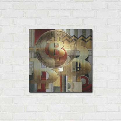 Luxe Metal Art 'Bitcoin Deco Seven' by Steve Hunziker Metal Wall Art,24x24