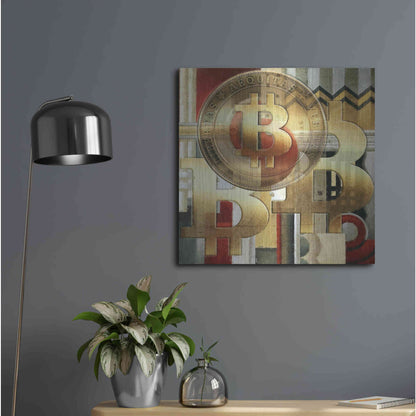 Luxe Metal Art 'Bitcoin Deco Seven' by Steve Hunziker Metal Wall Art,24x24
