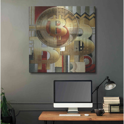 Luxe Metal Art 'Bitcoin Deco Seven' by Steve Hunziker Metal Wall Art,36x36