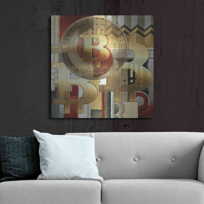 Luxe Metal Art 'Bitcoin Deco Seven' by Steve Hunziker Metal Wall Art,36x36