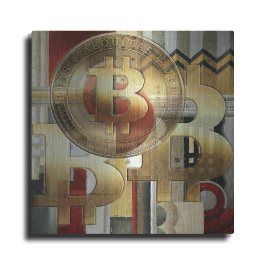 Luxe Metal Art 'Bitcoin Deco Seven' by Steve Hunziker Metal Wall Art