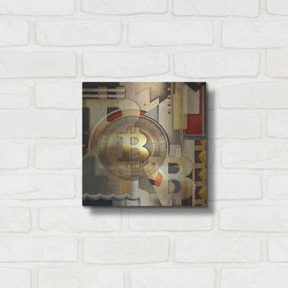 Luxe Metal Art 'Bitcoin Deco Six' by Steve Hunziker Metal Wall Art,12x12