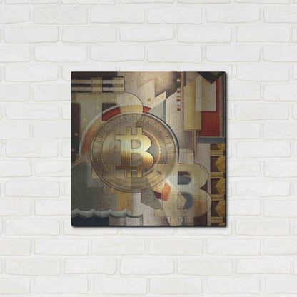 Luxe Metal Art 'Bitcoin Deco Six' by Steve Hunziker Metal Wall Art,24x24