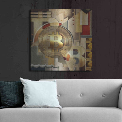 Luxe Metal Art 'Bitcoin Deco Six' by Steve Hunziker Metal Wall Art,36x36
