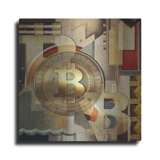 Luxe Metal Art 'Bitcoin Deco Six' by Steve Hunziker Metal Wall Art