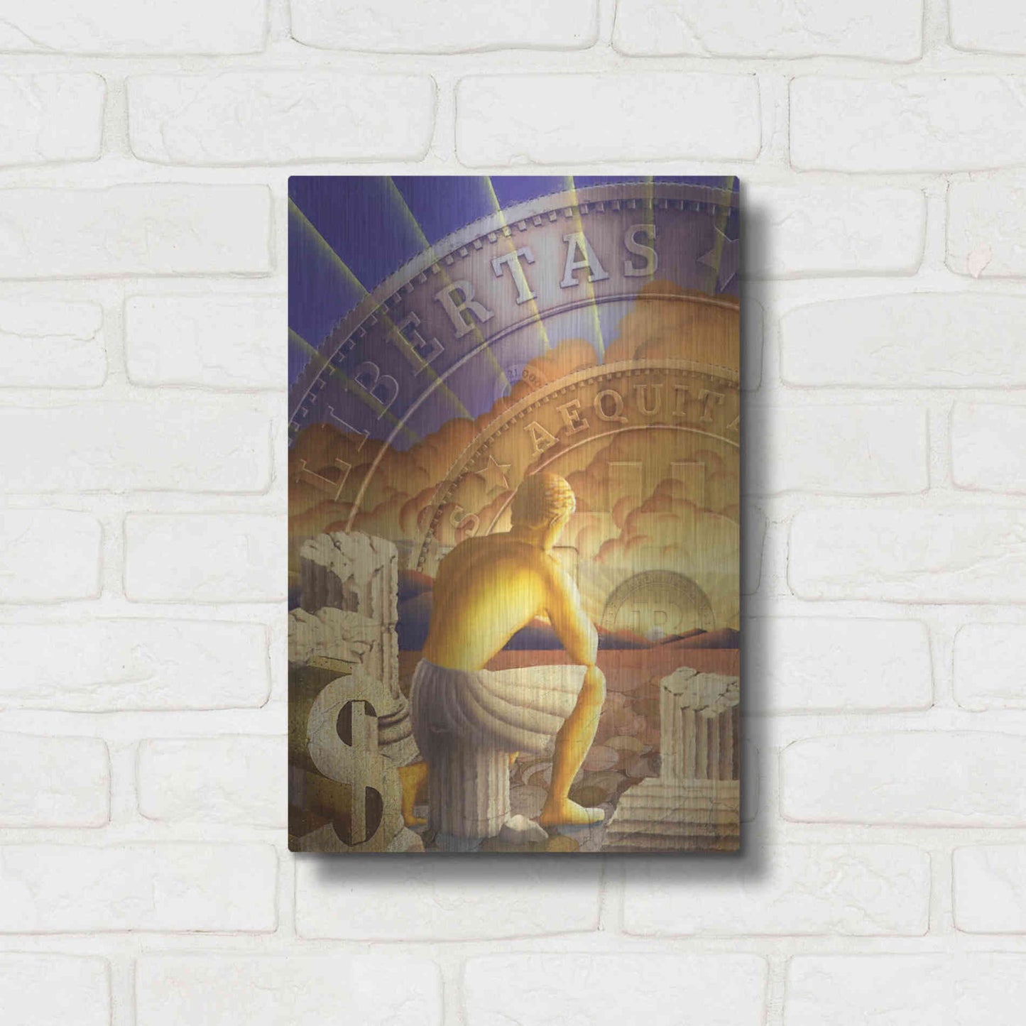 Luxe Metal Art 'Bitcoin Deco Five' by Steve Hunziker Metal Wall Art,12x16