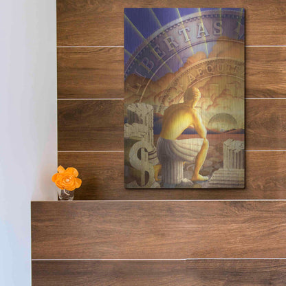 Luxe Metal Art 'Bitcoin Deco Five' by Steve Hunziker Metal Wall Art,12x16