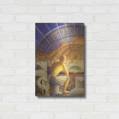 Luxe Metal Art 'Bitcoin Deco Five' by Steve Hunziker Metal Wall Art,16x24