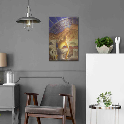 Luxe Metal Art 'Bitcoin Deco Five' by Steve Hunziker Metal Wall Art,16x24