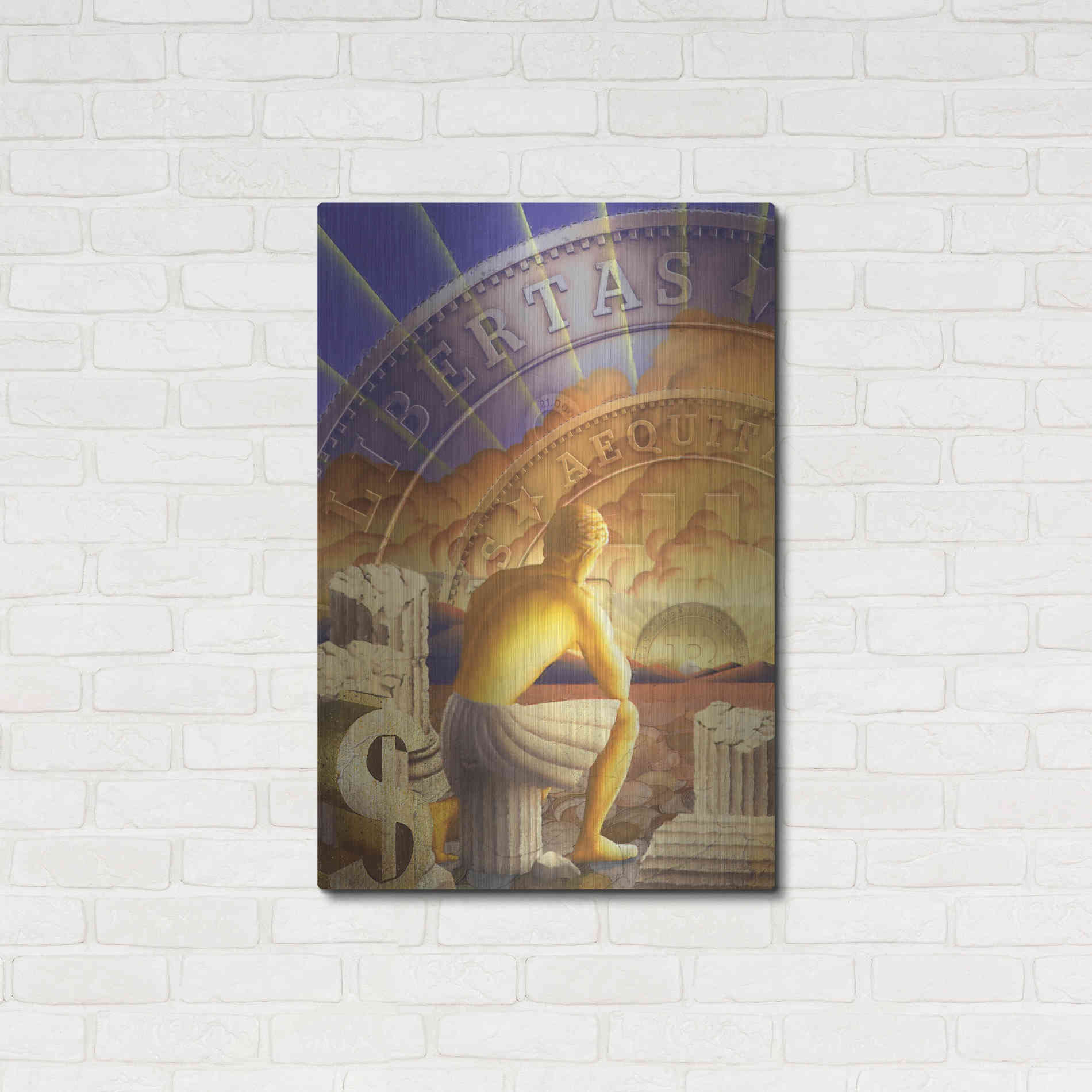 Luxe Metal Art 'Bitcoin Deco Five' by Steve Hunziker Metal Wall Art,24x36