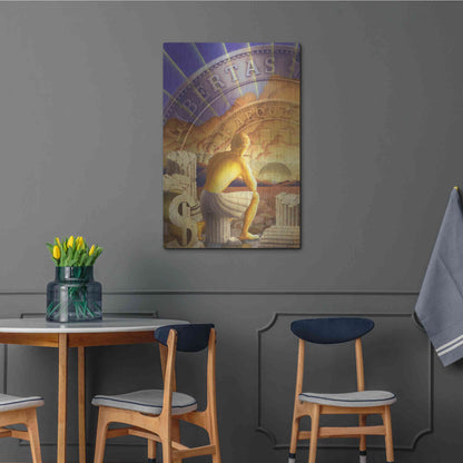 Luxe Metal Art 'Bitcoin Deco Five' by Steve Hunziker Metal Wall Art,24x36