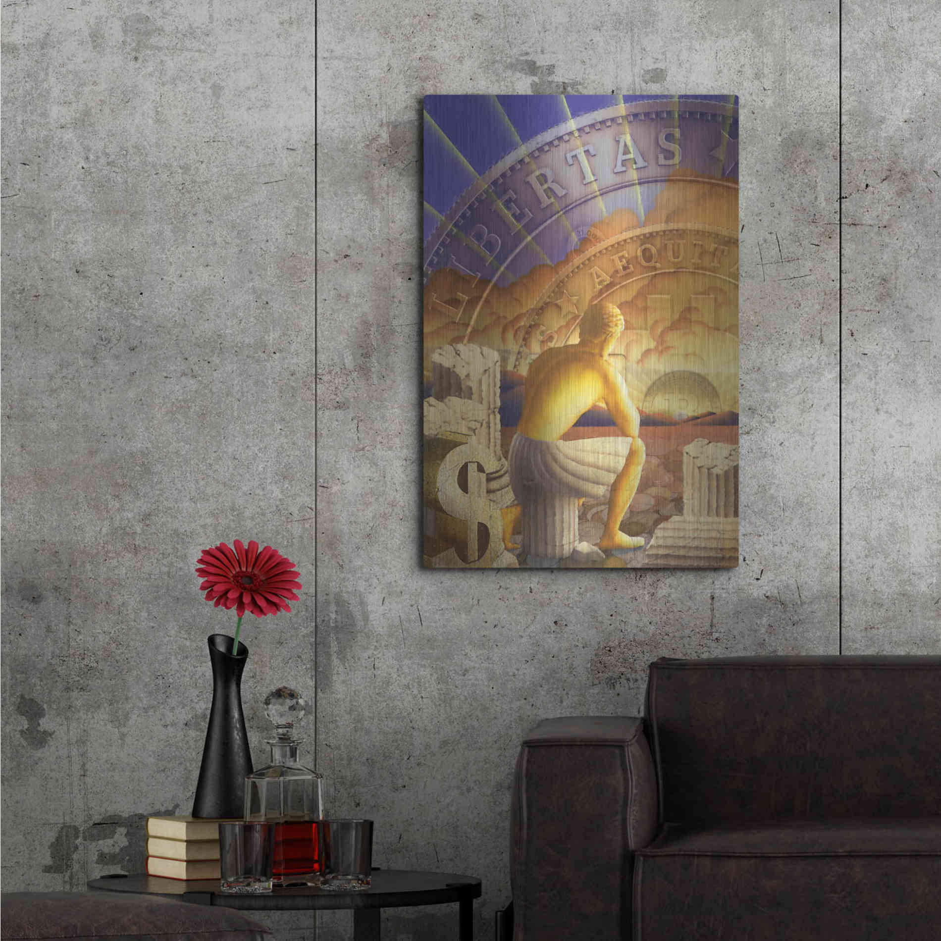 Luxe Metal Art 'Bitcoin Deco Five' by Steve Hunziker Metal Wall Art,24x36