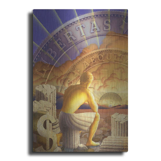 Luxe Metal Art 'Bitcoin Deco Five' by Steve Hunziker Metal Wall Art