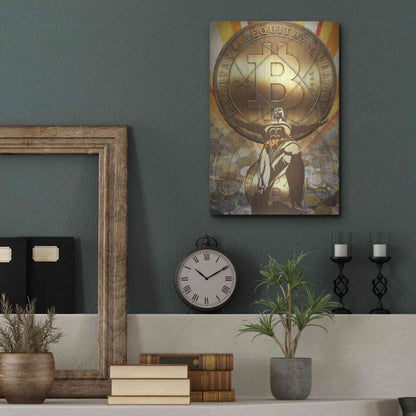 Luxe Metal Art 'Bitcoin Deco Four' by Steve Hunziker Metal Wall Art,12x16
