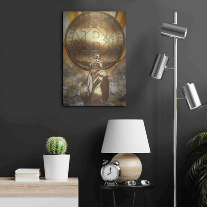 Luxe Metal Art 'Bitcoin Deco Four' by Steve Hunziker Metal Wall Art,16x24