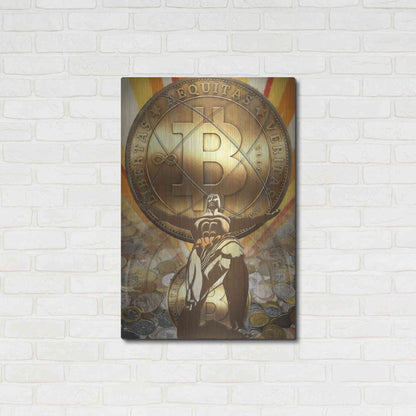 Luxe Metal Art 'Bitcoin Deco Four' by Steve Hunziker Metal Wall Art,24x36