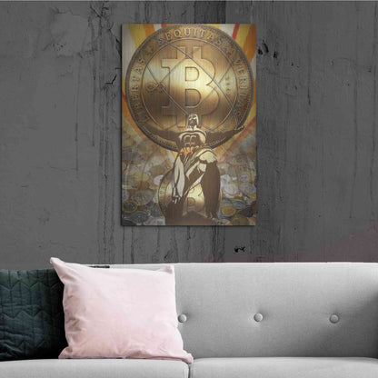 Luxe Metal Art 'Bitcoin Deco Four' by Steve Hunziker Metal Wall Art,24x36